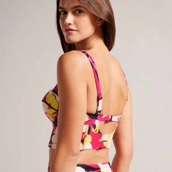 Ted Baker Margieh Long Line Cupped Bikini Top Pink Floral 0 - Picture 3 of 16